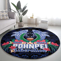 Happy Pohnpei Liberation Day Round Carpet Polynesian Shark Turtle Motif LT05 - Polynesian Pride