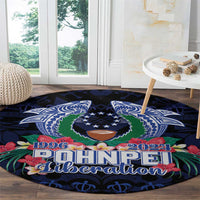 Happy Pohnpei Liberation Day Round Carpet Polynesian Shark Turtle Motif LT05 - Polynesian Pride