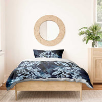 Cook Islands Tivaevae Quilt Bedding Set Navy Blue Marble - Polynesian Pride