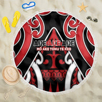 New Zealand Maori Language Week Beach Blanket Mo Ake Tonu Te Reo LT05 One Size 150cm Black - Polynesian Pride