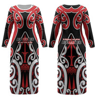New Zealand Maori Language Week Couples Matching Long Sleeve Bodycon Dress and Hawaiian Shirt Mo Ake Tonu Te Reo LT05 - Polynesian Pride