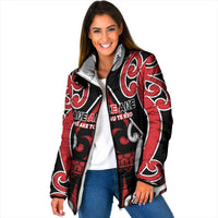 New Zealand Maori Language Week Padded Jacket Mo Ake Tonu Te Reo LT05 Women Black - Polynesian Pride