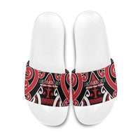 New Zealand Maori Language Week Slide Sandals Mo Ake Tonu Te Reo LT05 Black - Polynesian Pride