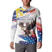 Filipino American History Month Button Sweatshirt Bald Eagle Tarsier Together LT05 - Polynesian Pride