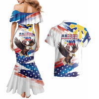 Filipino American History Month Couples Matching Mermaid Dress and Hawaiian Shirt Bald Eagle Tarsier Together LT05 - Polynesian Pride