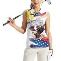 Filipino American History Month Women Sleeveless Polo Shirt Bald Eagle Tarsier Together LT05 - Polynesian Pride
