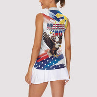 Filipino American History Month Women Sleeveless Polo Shirt Bald Eagle Tarsier Together LT05 - Polynesian Pride