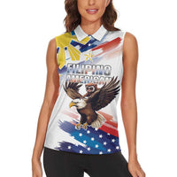 Filipino American History Month Women Sleeveless Polo Shirt Bald Eagle Tarsier Together LT05 - Polynesian Pride