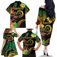 Halo Vanuatu Family Matching Off The Shoulder Long Sleeve Dress and Hawaiian Shirt Beautiful Woman Dancing LT05 - Polynesian Pride