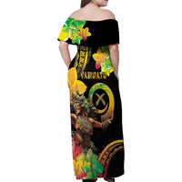 Halo Vanuatu Family Matching Off Shoulder Maxi Dress and Hawaiian Shirt Beautiful Woman Dancing LT05 - Polynesian Pride