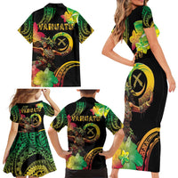 Halo Vanuatu Family Matching Short Sleeve Bodycon Dress and Hawaiian Shirt Beautiful Woman Dancing LT05 - Polynesian Pride