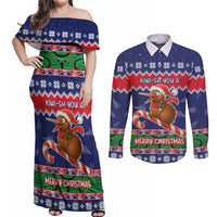 New Zealand Christmas Couples Matching Off Shoulder Maxi Dress and Long Sleeve Button Shirt Kiwi-sh You A Merry Christmas LT05 Blue - Polynesian Pride