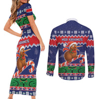 New Zealand Christmas Couples Matching Short Sleeve Bodycon Dress and Long Sleeve Button Shirt Kiwi-sh You A Merry Christmas LT05 - Polynesian Pride