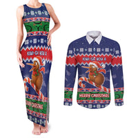 New Zealand Christmas Couples Matching Tank Maxi Dress and Long Sleeve Button Shirt Kiwi-sh You A Merry Christmas LT05 Blue - Polynesian Pride