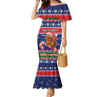 New Zealand Christmas Family Matching Mermaid Dress and Hawaiian Shirt Kiwi-sh You A Merry Christmas LT05 Mom's Dress Blue - Polynesian Pride