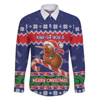 New Zealand Christmas Family Matching Short Sleeve Bodycon Dress and Hawaiian Shirt Kiwi-sh You A Merry Christmas LT05 Dad's Shirt - Long Sleeve Blue - Polynesian Pride