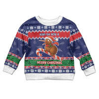 New Zealand Christmas Kid Ugly Christmas Sweater Kiwi-sh You A Merry Christmas LT05 Kid Blue - Polynesian Pride