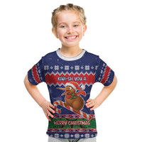 New Zealand Christmas Kid T Shirt Kiwi-sh You A Merry Christmas LT05 Blue - Polynesian Pride