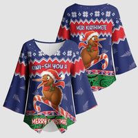 New Zealand Christmas Kimono Sleeve Blouse Kiwi-sh You A Merry Christmas LT05 - Polynesian Pride