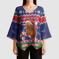 New Zealand Christmas Kimono Sleeve Blouse Kiwi-sh You A Merry Christmas LT05 - Polynesian Pride