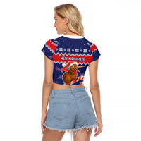 New Zealand Christmas Raglan Cropped T Shirt Kiwi-sh You A Merry Christmas LT05 - Polynesian Pride