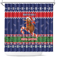 New Zealand Christmas Shower Curtain Kiwi-sh You A Merry Christmas LT05 Blue - Polynesian Pride