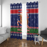 New Zealand Christmas Window Curtain Kiwi-sh You A Merry Christmas LT05 With Grommets Blue - Polynesian Pride