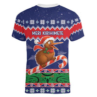 New Zealand Christmas Women V-Neck T-Shirt Kiwi-sh You A Merry Christmas LT05 - Polynesian Pride