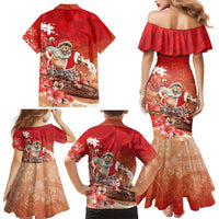 Hawaii Funny Christmas Family Matching Mermaid Dress and Hawaiian Shirt Santa Surfing With Tapa Pattern LT05 - Polynesian Pride