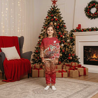 Hawaii Funny Christmas Pajama Set Santa Surfing With Tapa Pattern - Polynesian Pride