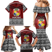 Personalised Tonga Constitution Day Family Matching Mermaid Dress and Hawaiian Shirt Tongan Kupesi Ngatu Pattern LT05 - Polynesian Pride