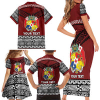 Personalised Tonga Constitution Day Family Matching Short Sleeve Bodycon Dress and Hawaiian Shirt Tongan Kupesi Ngatu Pattern LT05 - Polynesian Pride