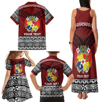 Personalised Tonga Constitution Day Family Matching Tank Maxi Dress and Hawaiian Shirt Tongan Kupesi Ngatu Pattern LT05 - Polynesian Pride