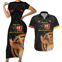 Papua New Guinea Tok Pisin Wik Couples Matching Short Sleeve Bodycon Dress and Hawaiian Shirt Land Of The Unexpected LT05 Black - Polynesian Pride