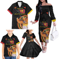 Papua New Guinea Tok Pisin Wik Family Matching Off The Shoulder Long Sleeve Dress and Hawaiian Shirt Land Of The Unexpected LT05 - Polynesian Pride