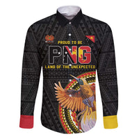 Papua New Guinea Tok Pisin Wik Family Matching Off Shoulder Maxi Dress and Hawaiian Shirt Land Of The Unexpected LT05 Dad's Shirt - Long Sleeve Black - Polynesian Pride