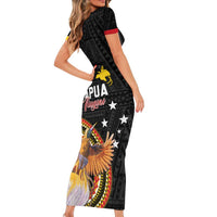 Papua New Guinea Tok Pisin Wik Short Sleeve Bodycon Dress Land Of The Unexpected LT05 - Polynesian Pride