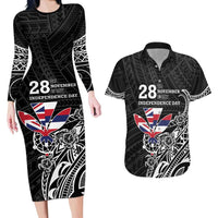 Hawaii November 28th Is My Independence Day Couples Matching Long Sleeve Bodycon Dress and Hawaiian Shirt LT05 Black - Polynesian Pride