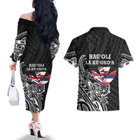 Hawaii November 28th Is My Independence Day Couples Matching Off The Shoulder Long Sleeve Dress and Hawaiian Shirt LT05 - Polynesian Pride