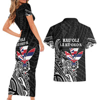 Hawaii November 28th Is My Independence Day Couples Matching Short Sleeve Bodycon Dress and Hawaiian Shirt LT05 - Polynesian Pride