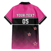 Custom New Zealand Women Cricket Family Matching Off The Shoulder Long Sleeve Dress and Hawaiian Shirt Pink Simple Style LT05 - Polynesian Pride