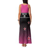 Custom New Zealand Women Cricket Family Matching Tank Maxi Dress and Hawaiian Shirt Pink Simple Style LT05 - Polynesian Pride