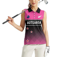 Custom New Zealand Women Cricket Women Sleeveless Polo Shirt Pink Simple Style LT05 - Polynesian Pride