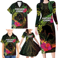 Vanuatu Family Matching Long Sleeve Bodycon Dress and Hawaiian Shirt Be Strong Pray For Port Vila LT05 - Polynesian Pride