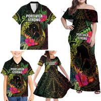 Vanuatu Family Matching Off Shoulder Maxi Dress and Hawaiian Shirt Be Strong Pray For Port Vila LT05 - Polynesian Pride