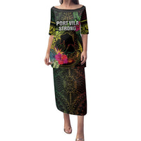Vanuatu Family Matching Puletasi and Hawaiian Shirt Be Strong Pray For Port Vila LT05 Mom's Dress Black - Polynesian Pride
