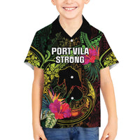 Vanuatu Family Matching Puletasi and Hawaiian Shirt Be Strong Pray For Port Vila LT05 Son's Shirt Black - Polynesian Pride