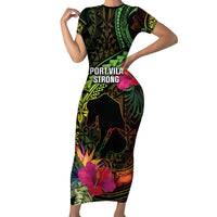Vanuatu Family Matching Short Sleeve Bodycon Dress and Hawaiian Shirt Be Strong Pray For Port Vila LT05 Mom's Dress Black - Polynesian Pride