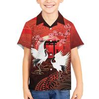 Hawaii and Japan Together Hawaiian Shirt Polynesian Art Tattoo With Cranes And Sakura - Polynesian Pride