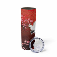 Hawaii and Japan Together Skinny Tumbler Polynesian Art Tattoo With Cranes And Sakura LT05 - Polynesian Pride